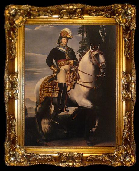 framed  Vicente Lopez y Portana Equestrian portrait of Ferdinand VII of Spain, ta009-2